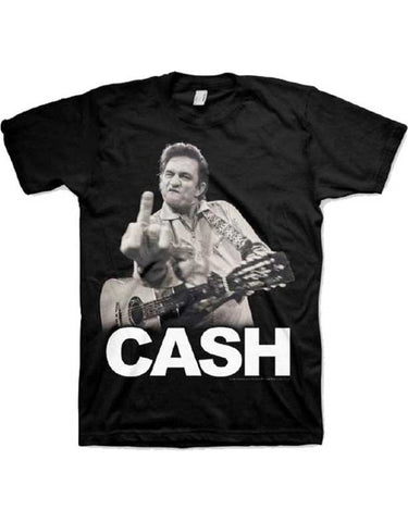 Johnny Cash Middle Finger Mens T-shirt Officially Licensed